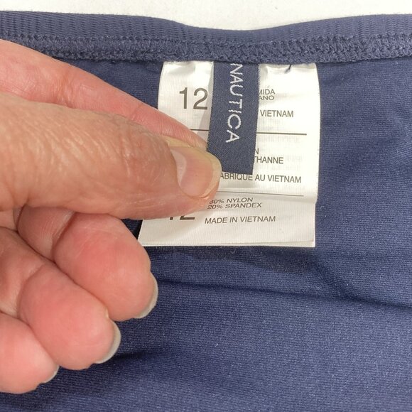 Nautica Navy Swim Skirt, Size 12, Navy w‎ Red Belt Built in Brief Nautical NEW - Picture 6 of 10